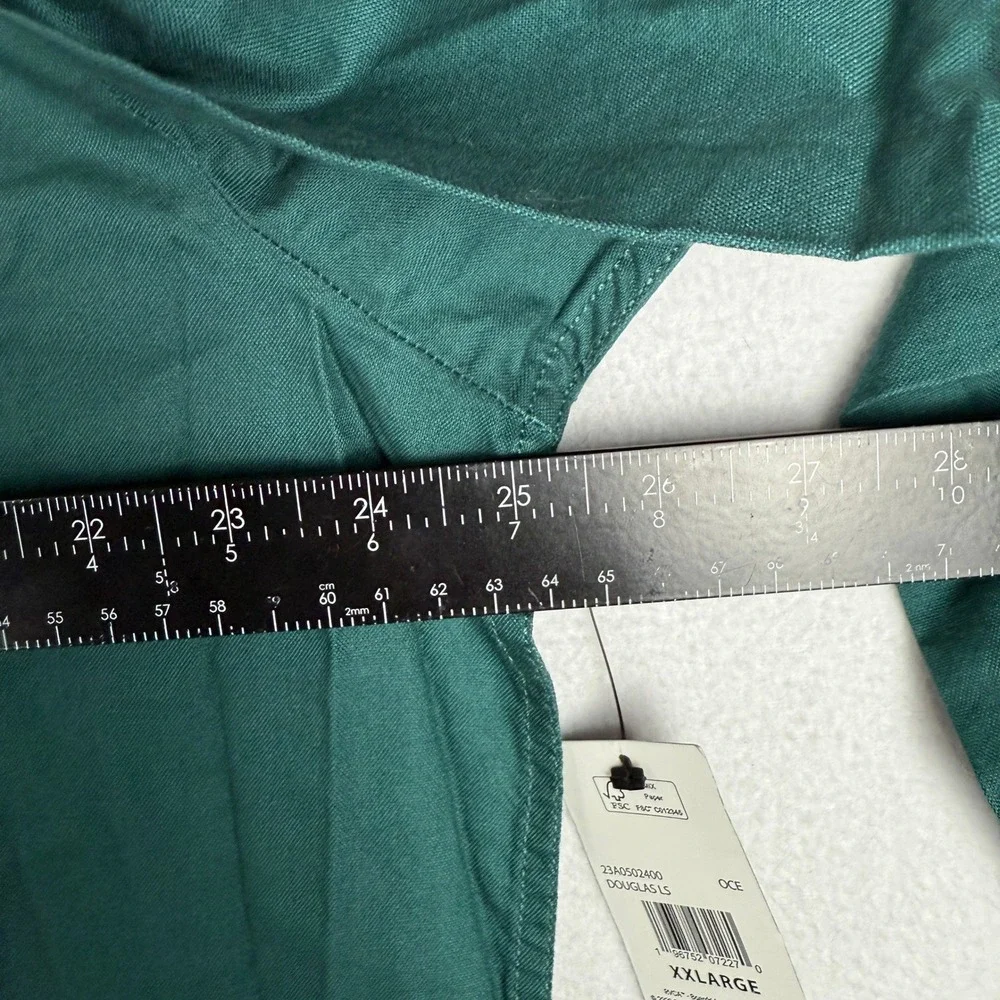 NEW RVCA Douglas Long Sleeve Shirt Mens 2XL Forest Green Woven‎ Button Up - Picture 7 of 10